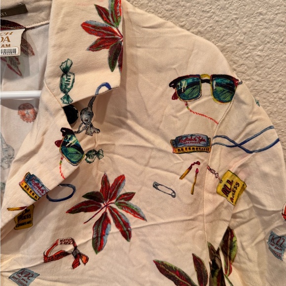 $250 Scotch & Soda Printed camp shirt tropical striped button up blouse silk‎ - Picture 9 of 11